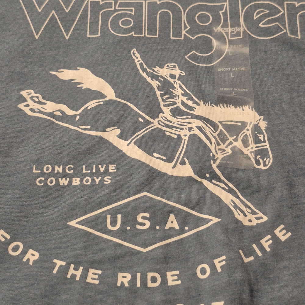 NWT XXL Wrangler Large Western Charcoal Cowboy Rodeo Graphic Tee for Men - Picture 3 of 8